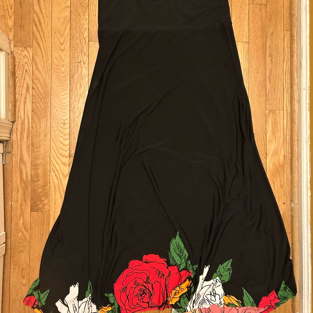 LuLaRoe Boho Black Floral Hem Maxi Skirt Size XL
